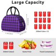 thumbnail image 5 of Purple and Black Checkered Pattern Insulated Lunch Bag,Leakproof Large Capacity Lunch Box for Work,Picnic or Travel,11.4 X 6.7 X 8.3 Inches, 5 of 6