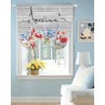 thumbnail image 2 of Independence Day Tie Up Curtains for Window, Thermal Insulated Balloon Shade Adjustable Rod Pocket Curtains Valance Panels for Kitchen Bathroom Cafe 52 x 45 Patriotic Red Blue Flowers Wood Grey, 2 of 6