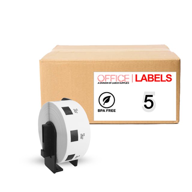 5 Rouleaux d'Étiquettes Compatibles DK-1218 pour BROTHER Diamètre 0,94 Pouces (24mm) Encadrées