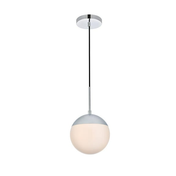 Living District Eclipse 1-Light Metal & Glass Pendant in Chrome/Frosted White