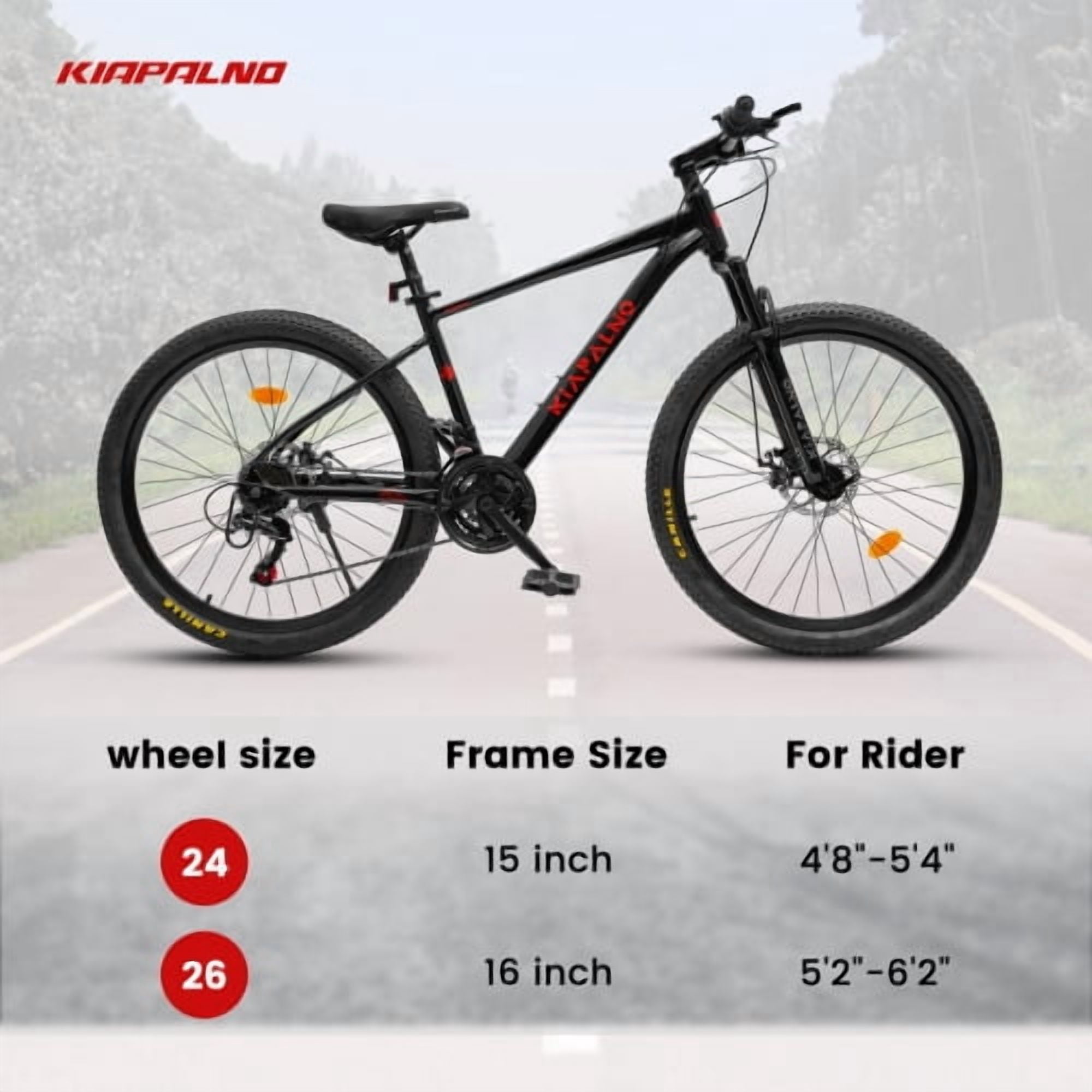 RAISTYW 24 inch Wheels Mountain Bike for Adult and Women, 21-Speed Steel Frame Bicycles with Shock Fork, Plus Shock Absorber, Black and Red
