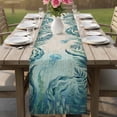 thumbnail image 4 of Turquoise Jellyfish Coastal Table Runner 90 Inches, Summer Ocean Seaweed Vintage Bed Runner Dresser Scarves Tabletop for Indoor Outdoor Parties/Ceremony/Banquet, 13" x 90", 4 of 9