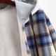 thumbnail image 4 of ICHUANYI Clearance Women's Casual Long Sleeve Plaid Buttoned Curved Hem Hooded Warm Coat Jacket(Blue, XL) ICHUANYI WER2023081402634, 4 of 6