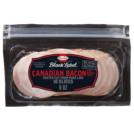 Hormel Black Label Canadian Bacon, Gluten Free, Refrigerated, 6 oz Plastic Package