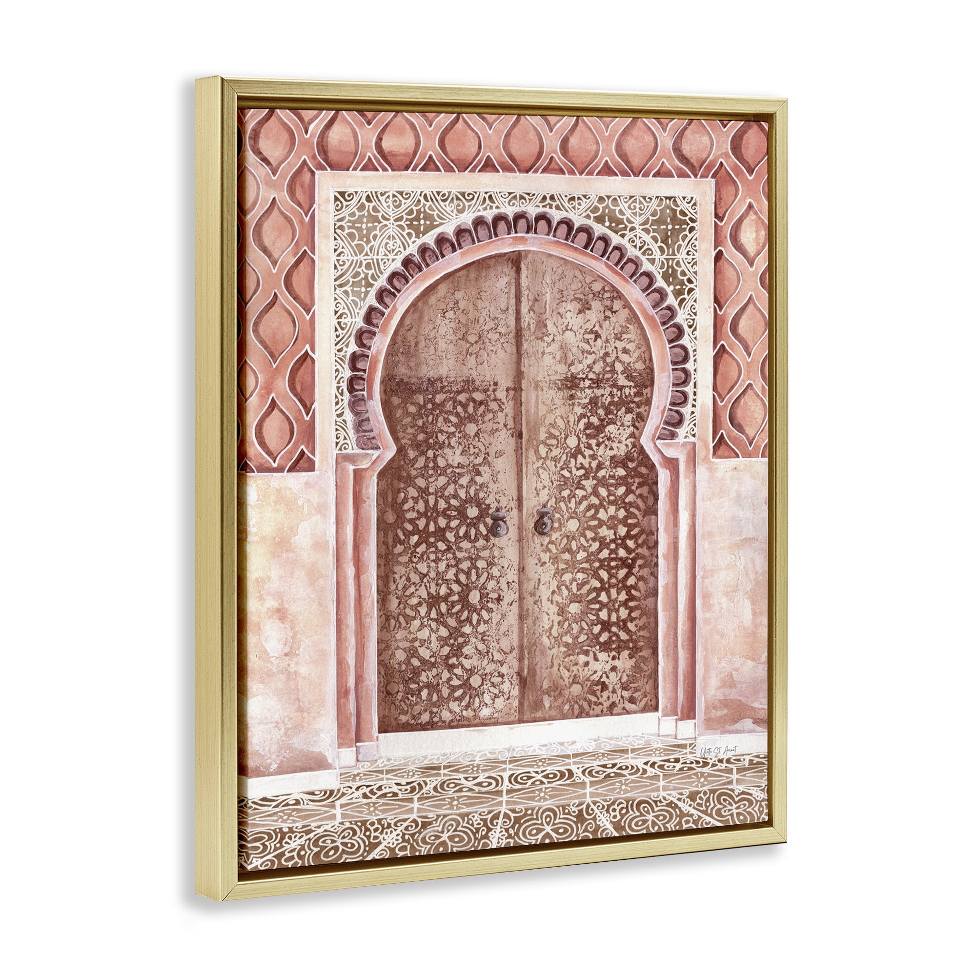 Stupell Industries Moroccan Entrance Architecture Buildings & Architecture Painting Gold Floater Framed Canvas Art Print Wall Art, 25 x 31