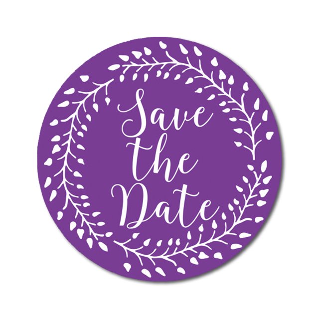 Darling Souvenir Autocollants Ronds Violets 1,6 Pouces Bordure de Vignes Save The Date Non Personnalisés Cadeau-45 Pcs