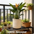 thumbnail image 4 of Guvpev Modern Plastic Flower Pot - 9.84 Inch Geometric Ribbed Textured Planter - 1pcs Metallic Gold Decorative Pot for Green Plants & Bonsai, 4 of 8
