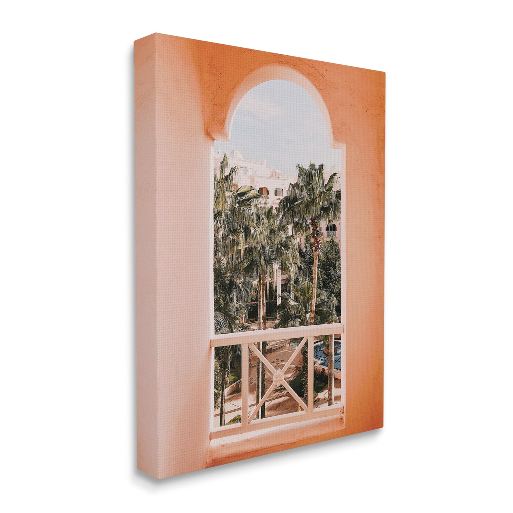 Stupell Tropical Palm Trees Window View Landscape Photography Gallery Wrapped Canvas Print Wall Art