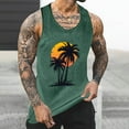 thumbnail image 2 of Sentmoon Mens Workout Tank Tops Summer Sleeveless Crew Neck Workout Clothes for Men Palm Tree Print Loose Fit Plus Size Compression Mens Shirts Casual Hawaii for Layering Under Shirts Green M, 2 of 6