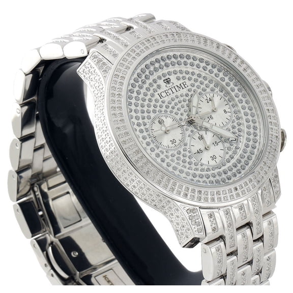 Mens New Diamond Band Watch 45mm Case Crushed Illusion Dial Prince 2 Ct.