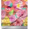 thumbnail image 1 of Soimoi Viscose Chiffon Fabric Leaves & Rose Floral Decor Fabric Printed Yard 42 Inch Wide, 1 of 1