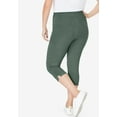 thumbnail image 2 of Woman Within Plus Size Petite Stretch-Cotton Knit Pull-On Capri Leggings, 2 of 5