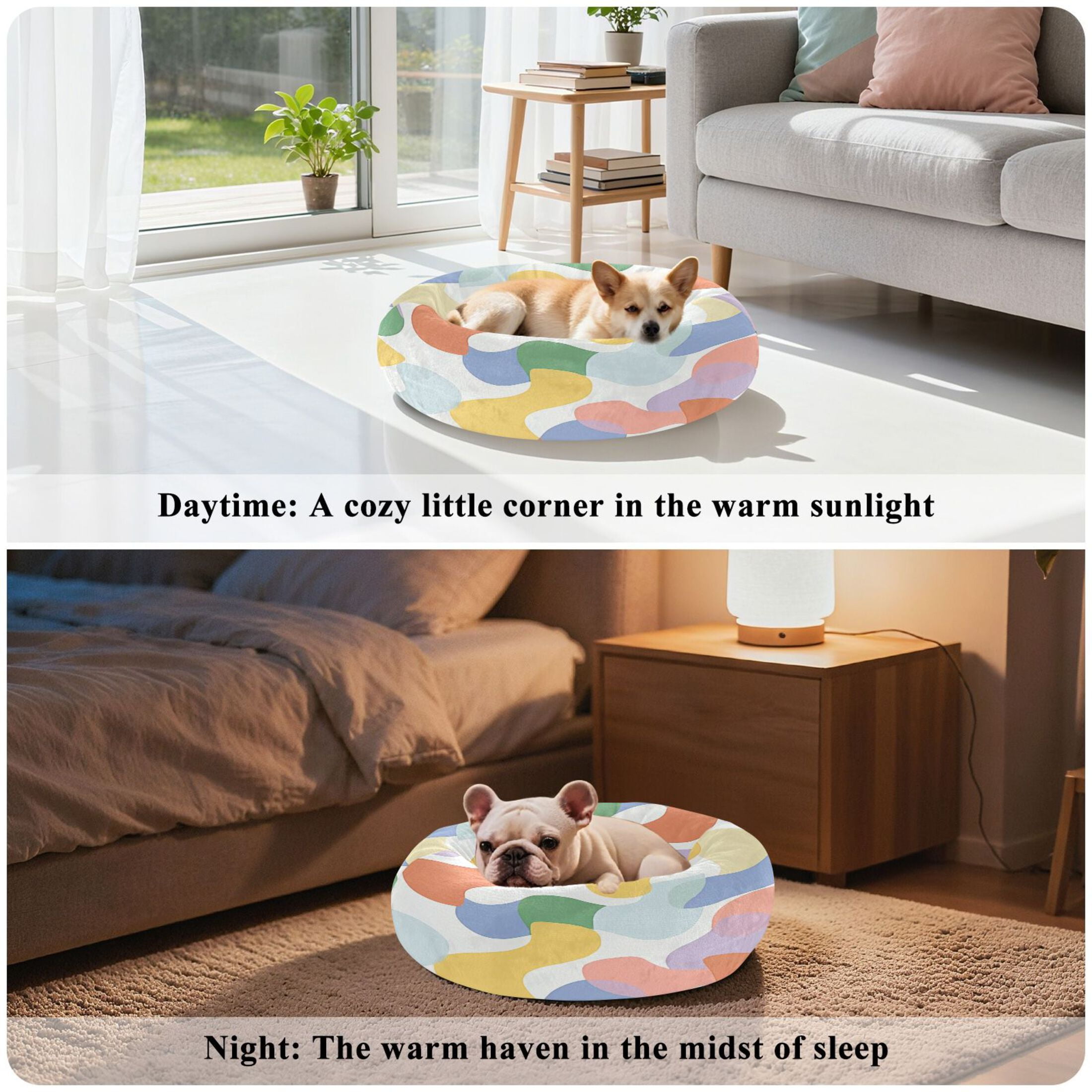 Iauyy Pet Couch Donut Cat Bed for Indoor Cats/Small Dogs Washable & Machine with Non-slip Bottom Calming Cat Furniture, Interesting and Artistic (M)