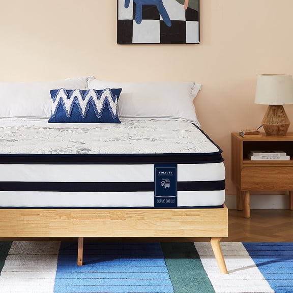 FOLVUTY Twin XL Mattress 12" Cooling Hybrid Mattress in a Box, Gel Memory Foam Mattress with 7-Zone Support, Individually Wrapped Pocket Coils, Medium
