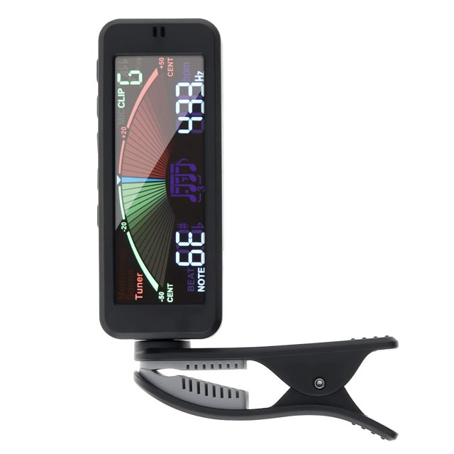 Afinador de guitarra 3 en 1 XCF con pantalla LCD grande y metrónomo con clip