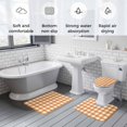 thumbnail image 5 of Orange Plaid Bath Mat 3 Piece Bathroom Rug Set, Gradient Geometric Buffalo White Checkered Non Slip Bath Rug Contour Mat and Toilet Lid Cover, Absorbent Shower Mats Soft Bath Rugs and Mats Sets, 5 of 8