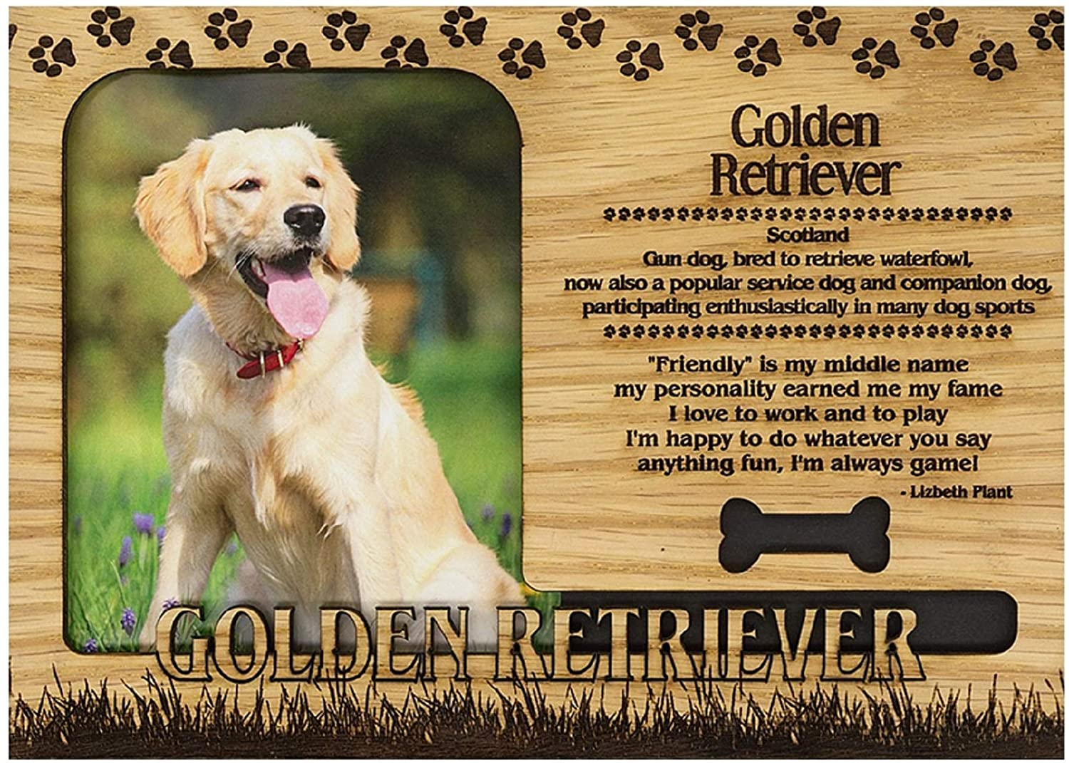 Golden Retriever Engraved Wood Picture Frame