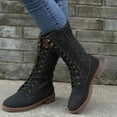 thumbnail image 2 of Womens Winter Solid Colour Medium Tube Flat Front Zipper With Round Head And Side Zipper Boots, 2 of 9