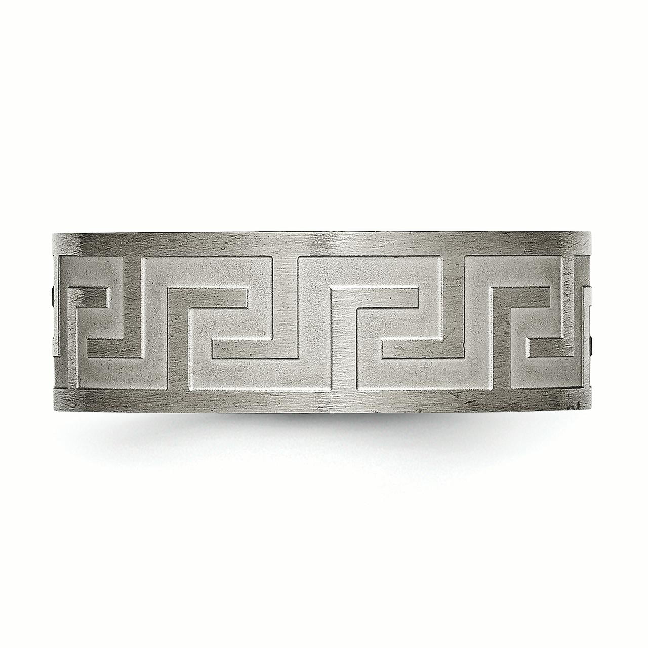 Jewelry Pot Titanium Greek Key 8mm Satin /& Polished Engravable Band