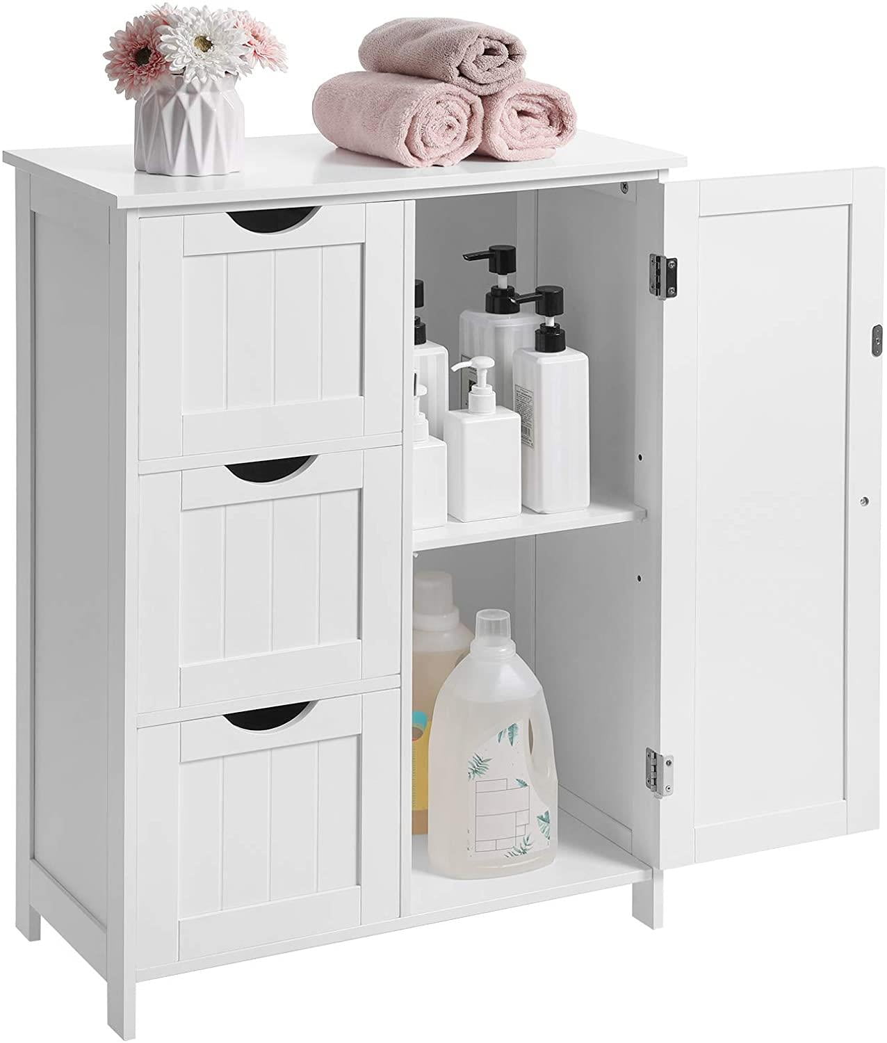 Ktaxon Wooden 3 Drawers Bathroom Floor Storage Cabinet with Door and ...