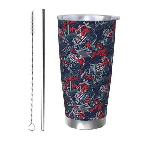 

Gaeub Cool Red Off-Road Vehicle Print 20-Ounce Stainless Steel Car Cup Tumblers Cups with Lids and Straw Coffee Cups for Adults Kids Home Car Office School Travel Party-Straw Two-piece Set
