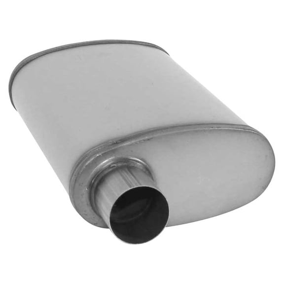 AP EXHAUST PRODUCTS XS1236 MUFFLER - XLERATOR STAINLESS STEEL, OVAL-O/O, 20IN OAL, 2.50IN