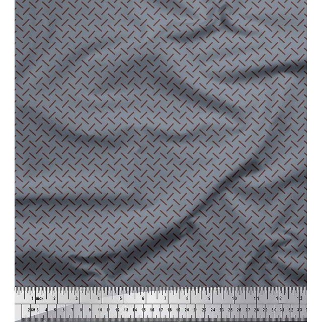 Soimoi Cotton Duck Fabric Diagonal Line Geometric Printed Fabric 1 Yard 56 Inch Wide