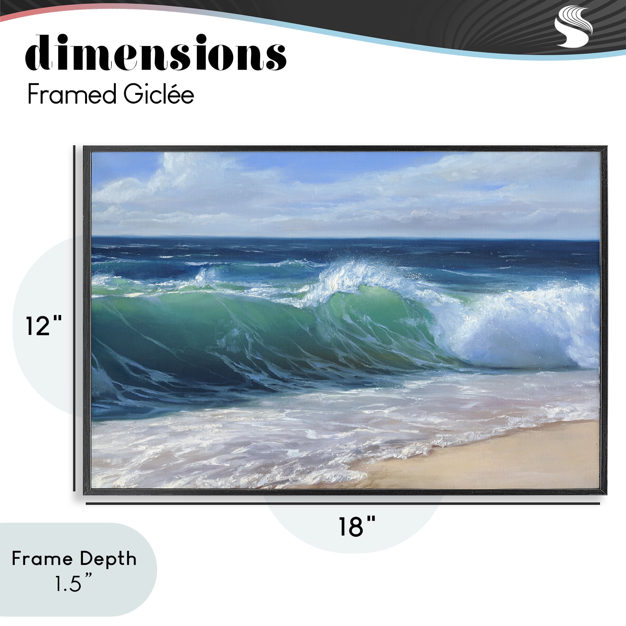 Stupell Industries Content Beach Waves Shore Black Framed Giclee Art, design by Dimitri Sirenko