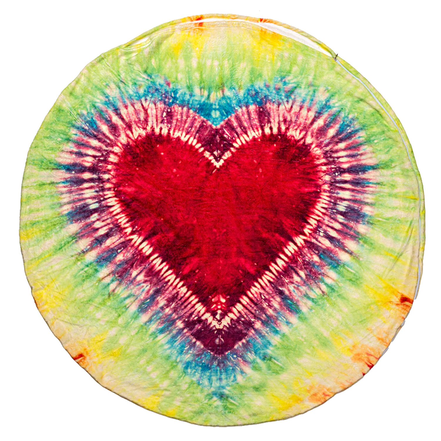 Heart Tie Dye Round Sleeping Bag Blanket 60" Diameter - Cozy Warm Flannel - Novelty Circle Throw Blanket Unique & Fun Love Blanket - Perfect for Kids, Perfect for Birthday Gift - image 4 of 5
