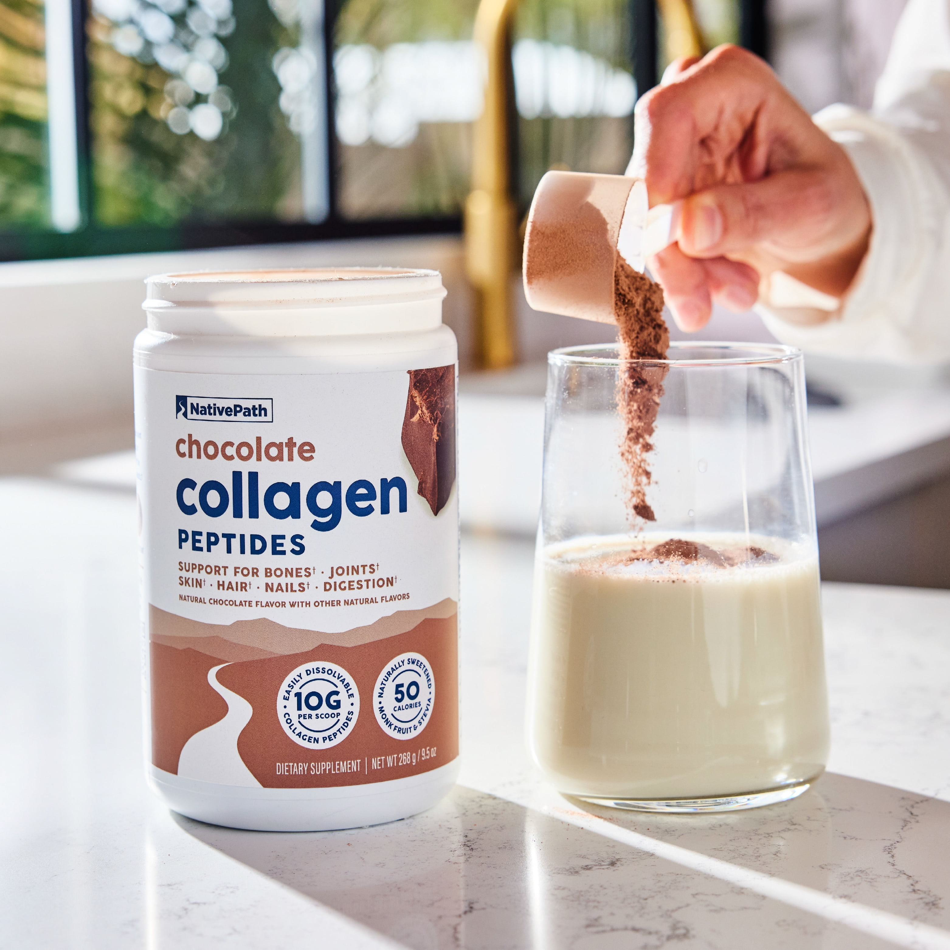 NativePath Chocolate Collagen Peptides Powder, Grass-Fed Type 1 and 3, Keto, 20 Servings