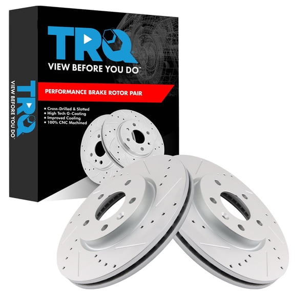 TRQ Front Brake Rotor Set G Coated Vented Drilled and Slotted Fits 2012-2017 Buick Verano 2014-2015 Chevrolet Cruze 2011-2015 Chevrolet Volt