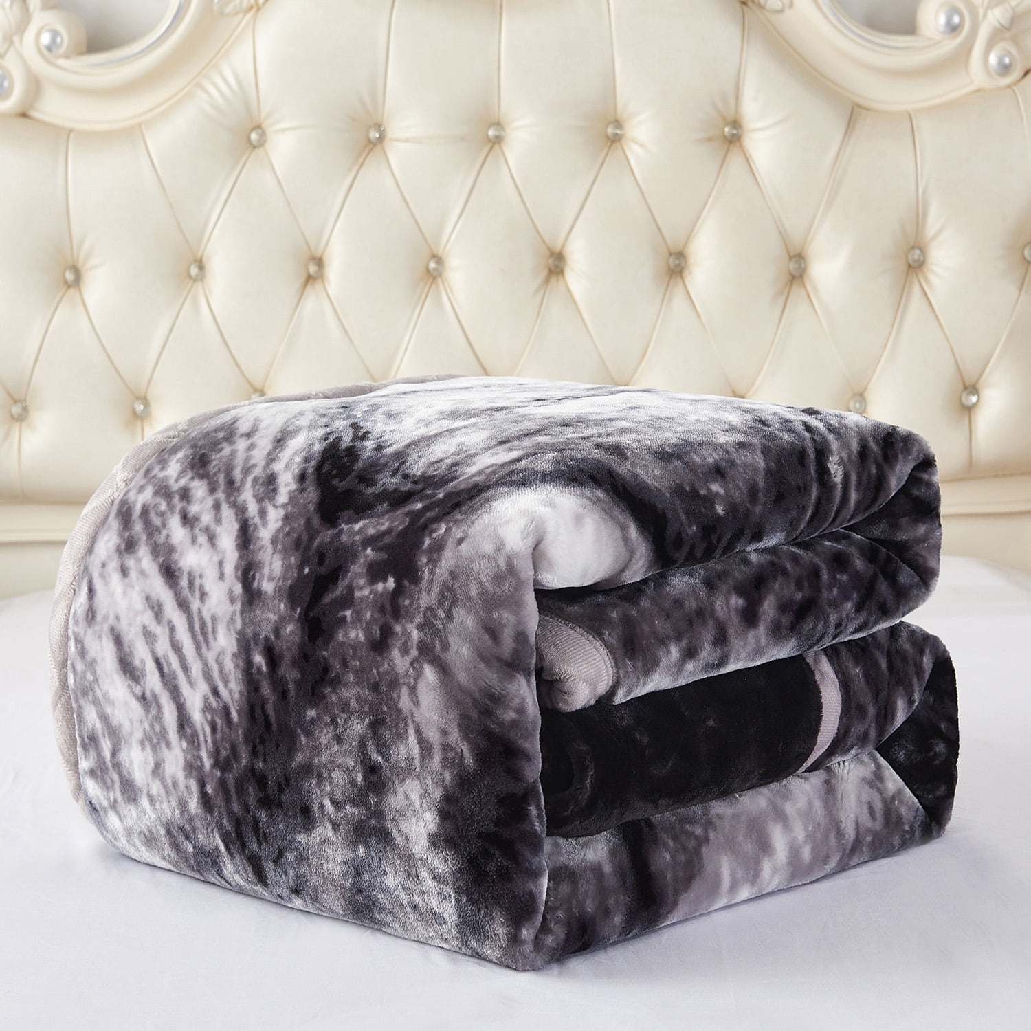 10lbs Heavy Thick A&B Pattern Blanket 2Ply Reversible - Thick Warm Plush Korean Style Bed Blanket, King Size Fleece Plush Blanket, Soft Winter Blanket For Adult 87" x 95", Eagle & Lion