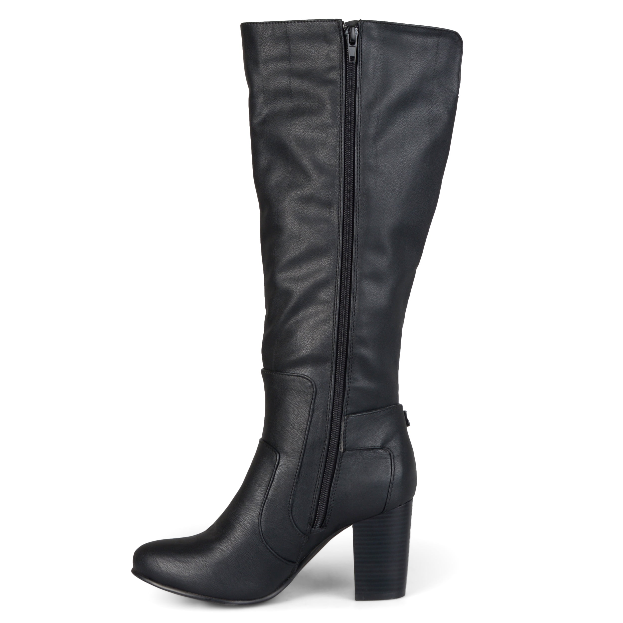 Journee Collection Women's Wide Calf Stacked Heel Knee High Boots