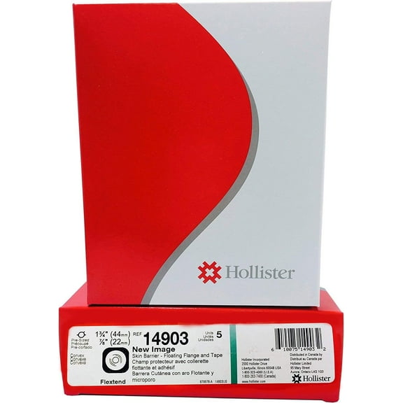 Hollister HOL-14903 New Image Convex Flextend Skin Barrier, 7/8'', Pre-Sized, with Tape Border, 1-3/4'', 5/Box