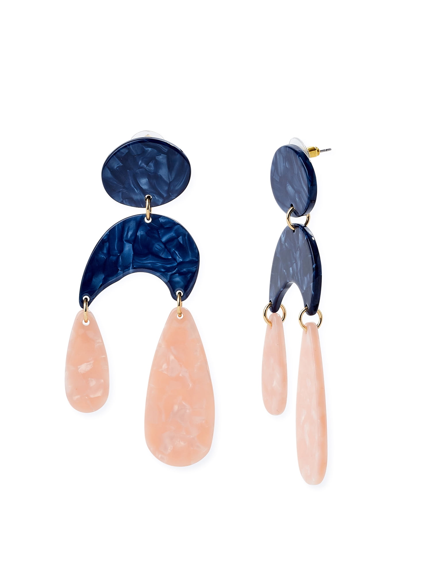 Scoop 14K Gold Flash-Plated Blue and Pink Resin Organic Statement Earrings