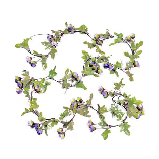 Larga seda artificial flor rosa hoja de vid guirnalda planta realista boda fiesta hogar, púrpura Scienceny JJ18800-03
