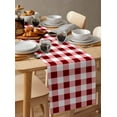thumbnail image 3 of Red Farmhouse Burlap Cotton Table Runner 13x108 Inches Long, Gradient Buffalo Plaid Lattice Grid Farmhouse Table Runners, Outdoor Dining Tablecloths Decor for Baby Shower/Party/Wedding, 3 of 6