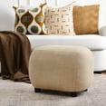 thumbnail image 6 of KINWELL 23" Wide Linen Blend Upholstered Ottoman, Textured Weave Footrest with Soft Padded Seat, Mid-Century Modern Footstool for Bedroom, Entryway or Living Room, Wheat, 6 of 12