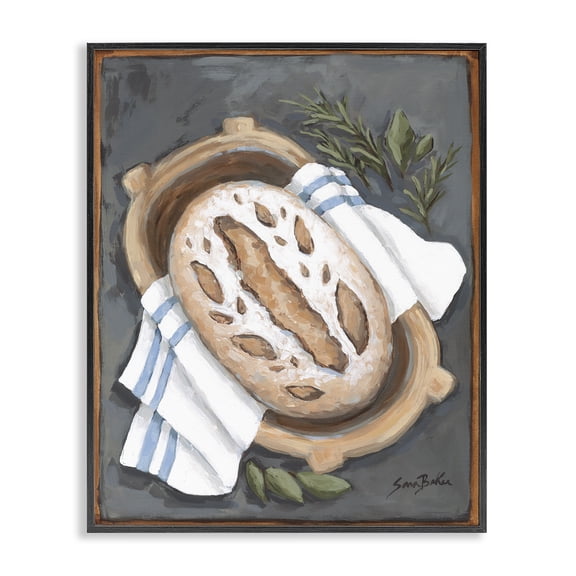 Stupell Industries Rustic Lodge Bread Baking Basket Black Framed Giclee Art, 11 x 14, by Sara Baker