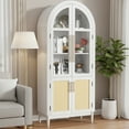 thumbnail image 5 of MAYEERTY Arch Display Cabinet with Glass Doors, Wooden Storage Cabinet with Adjustable Shelves for Living Room, 71" White, 5 of 6