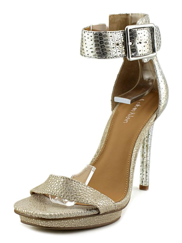 Calvin Klein Vable Women Open Toe Synthetic Silver Sandals 