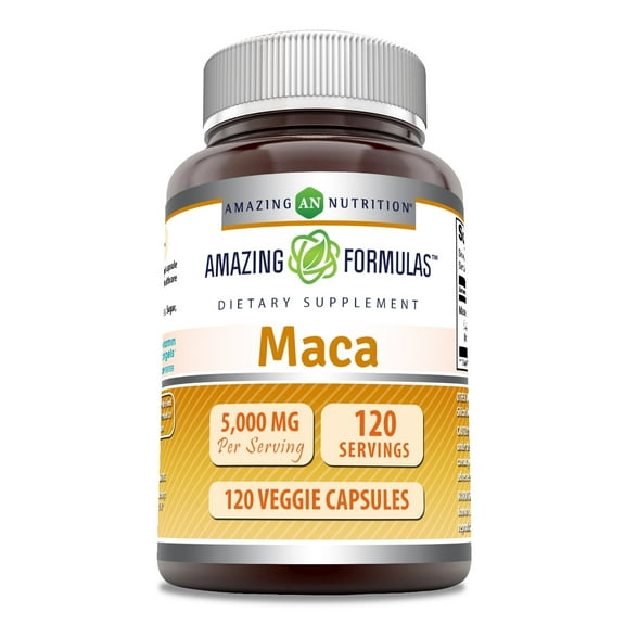 Amazing Formulas Maca 5000 mg Per Serving, 120 Veggie Capsules | Extra Strength Supplement | Non-GMO | Gluten Fre | Made in USA