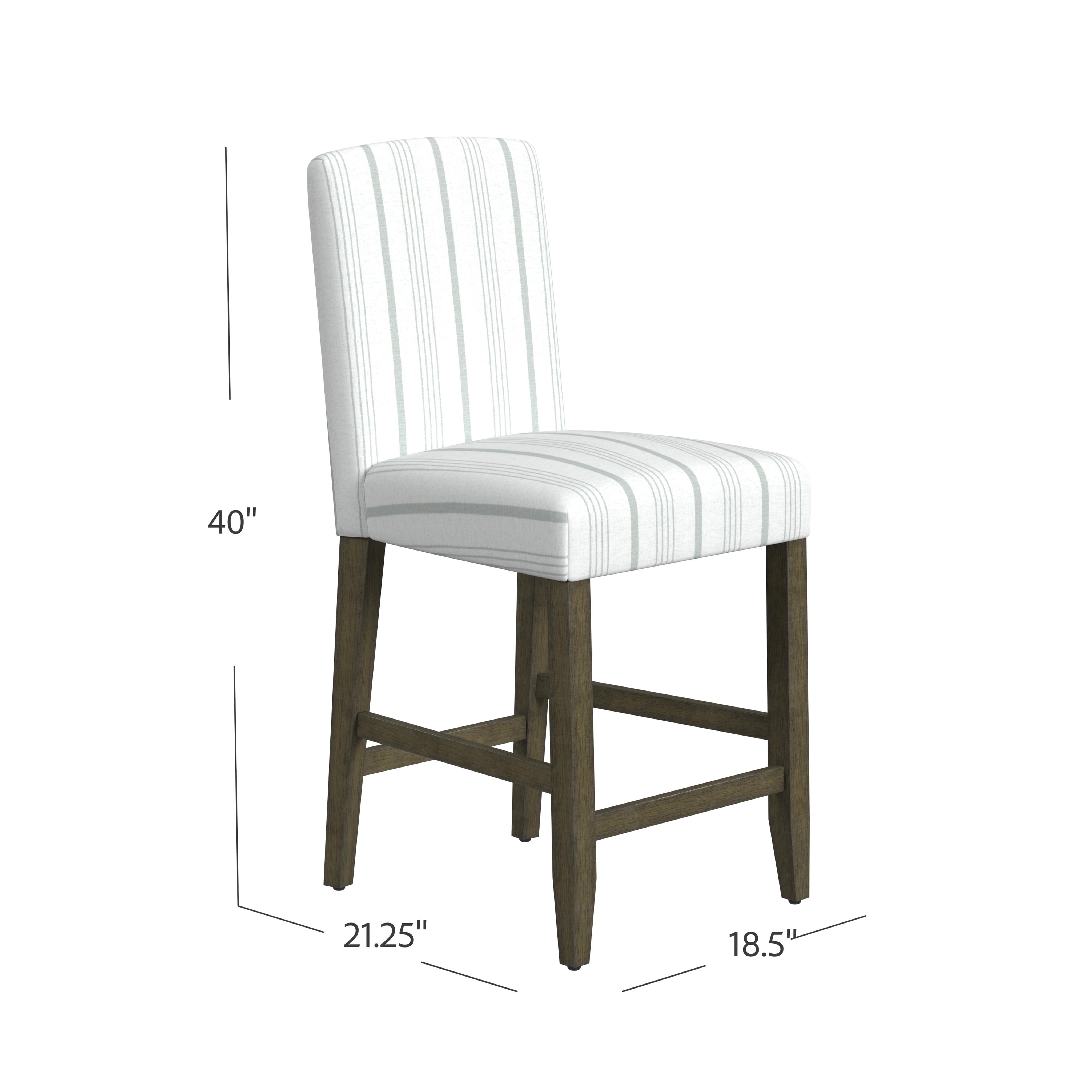 HomePop 24" Indoor Curved Back Upholstered Counter Stool, Dove Gray Stripe