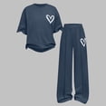 thumbnail image 2 of Zpanxa Girls Matching Sets Heart Print Short Sleeve T Shirt and Pocket Long Pants Set 7-8 Years, 2 of 6