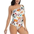 thumbnail image 3 of Haiem Autumn Pumpkins Fall Leaves Women's One Piece Swimsuits Tummy Control One Shoulder Bathing Suits Ruffle Swimwear-Medium, 3 of 8