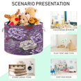 thumbnail image 4 of Round Toy Storage Basket Foldable Storage Basket for Home Decor Laundry Basket20" x 14" Peonies on Dark Purple Background, 4 of 6