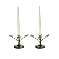 Springdale 7"H Maple Leaf 2-Piece Metal Candle Holders