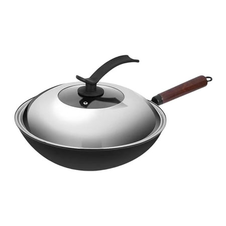 

Iron Frying Pan with Lids Cooking Wok Omelet Pan Skillet Non Coating Wok Pan Nonstick Stir Fry Pan for Cheese Cake Meat Omelets Sandwiches 32cm round