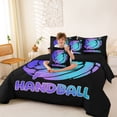 thumbnail image 3 of Castle Fairy Neon Handball Full Size Bedding Sets 7 Pieces, Gradient Sport Ball Full Size Bed in a Bag, Purple Blue Black,Black Reversible, 3 of 7