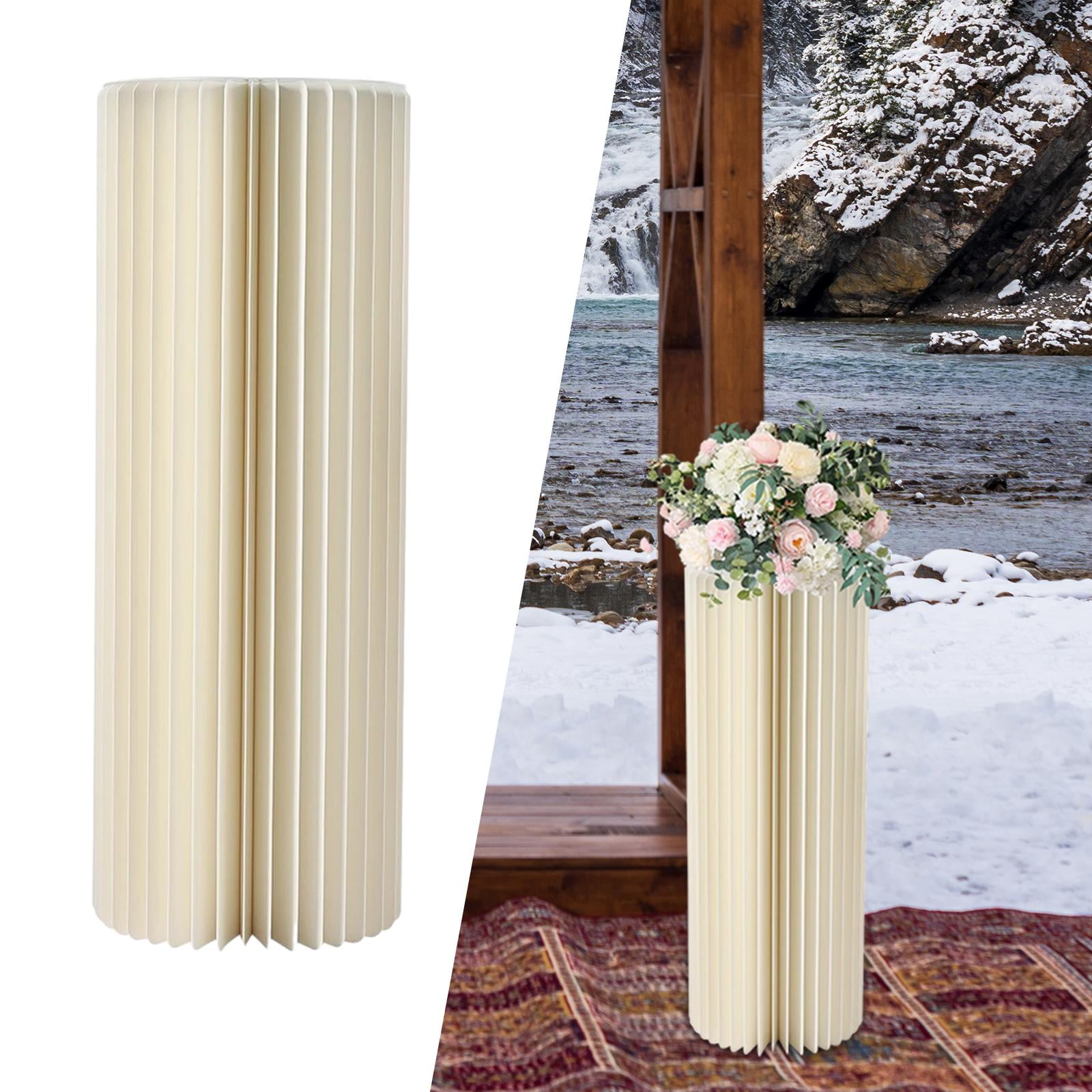 Abbraccia Cylinder Pedestal Stand Cylindrical Display Stand Round Wedding Pillar Paper Columns for Banquets Cake Table Stand Background Height 40cm
